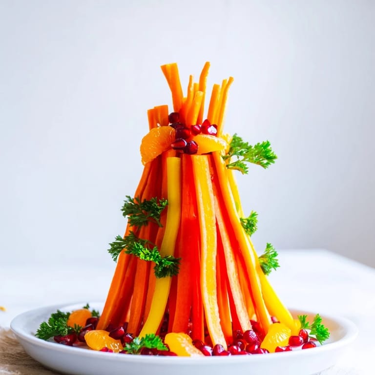 The edible Bonfire Warmth Centerpiece, featuring Mandarin segments, creates a visually stunning appetizer.