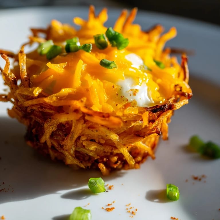 Indulge in these delicious Crispy Hashbrown Egg Nests with fluffy eggs and flavorful potato nests.