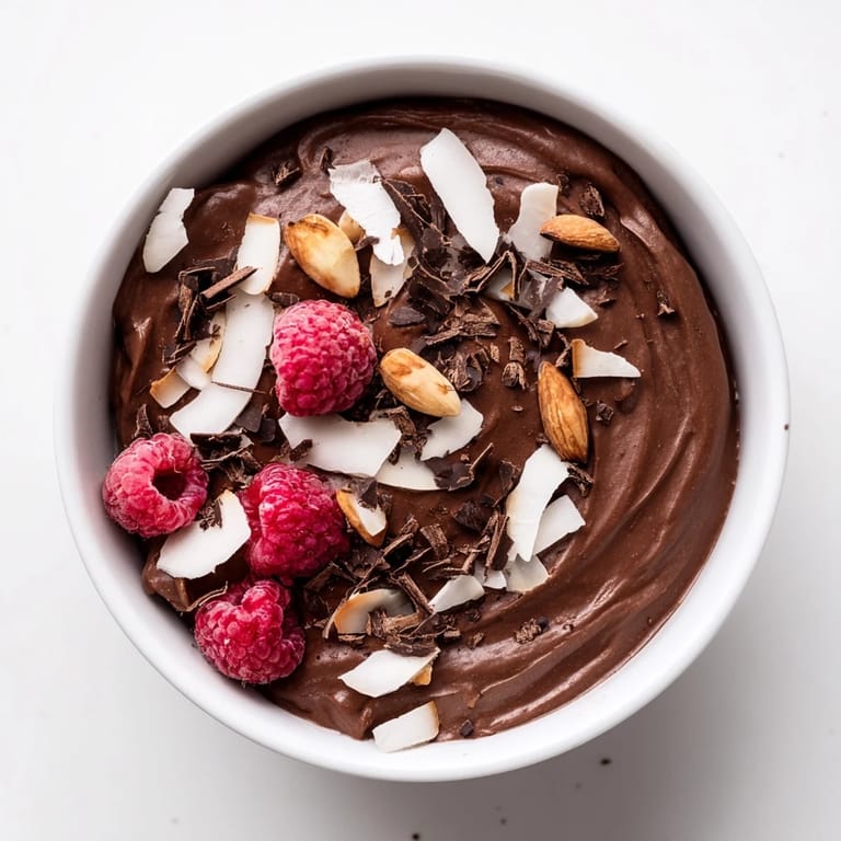 Silky-smooth chocolate avocado mousse with a deep cocoa taste, ready to be chilled for serving.