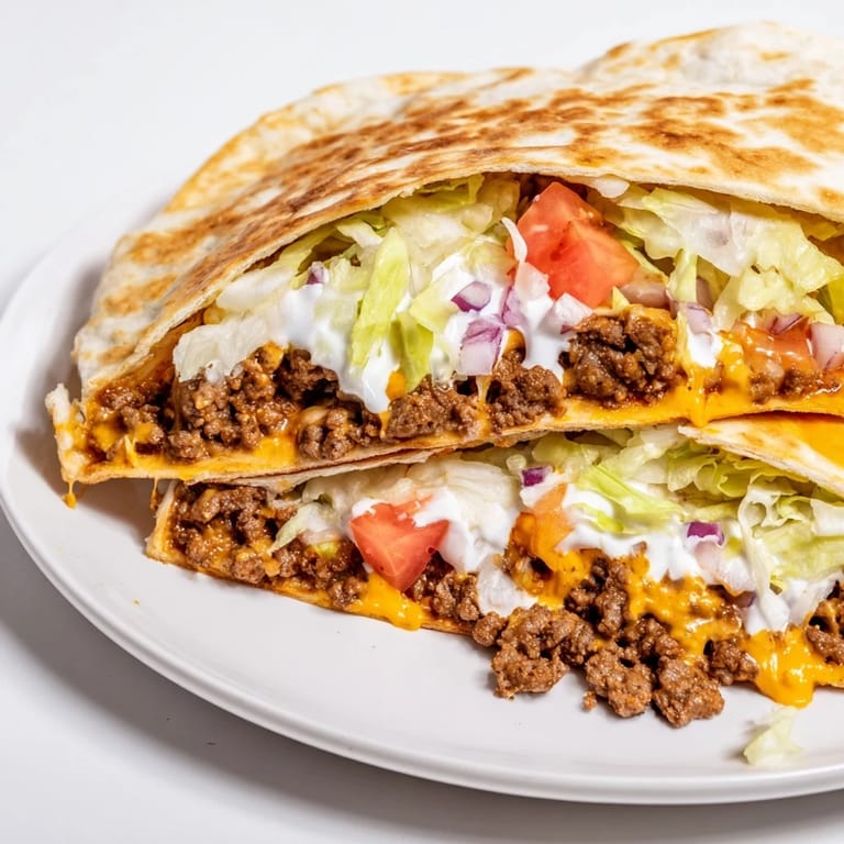 This homemade Taco Bell Crunchwrap Supreme shows off a perfectly sealed tortilla with crispy edges.