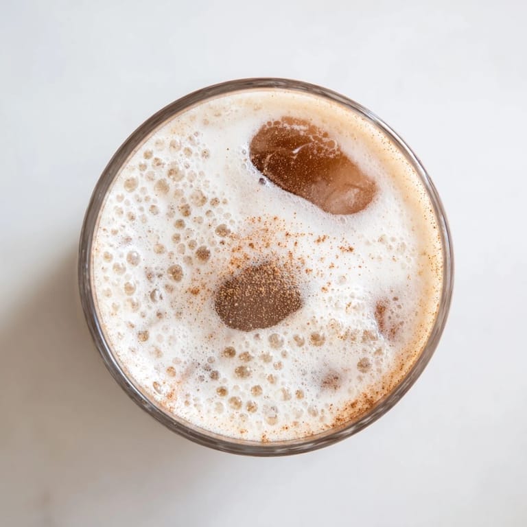 Cool, refreshing Iced Chai Tea with cold foam, perfect for a sunny afternoon, pictured with cinnamon garnish.