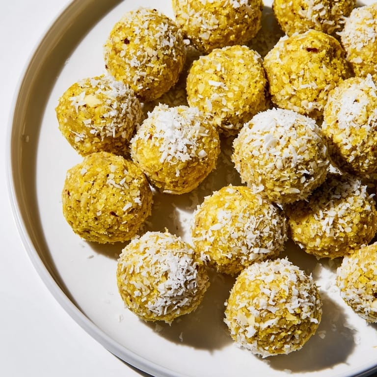 Ginger Turmeric Energy Balls arranged in a rustic bowl, ready for a nourishing snack after a workout.