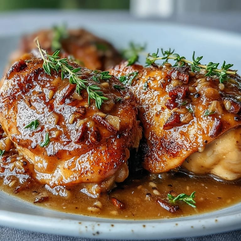 Sliced Slow Cooker Honey Mustard Chicken on a plate, drizzled with extra sauce and paired with creamy mashed potatoes.