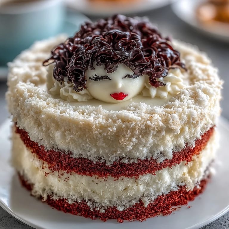 Close-up of Betty Boop Cake with glossy red layers, rich cream cheese buttercream, and playful cartoon-inspired decorations.