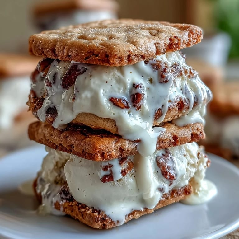 Homemade vanilla bean ice cream with coffee cookies makes a refreshing, indulgent ice cream sandwich.