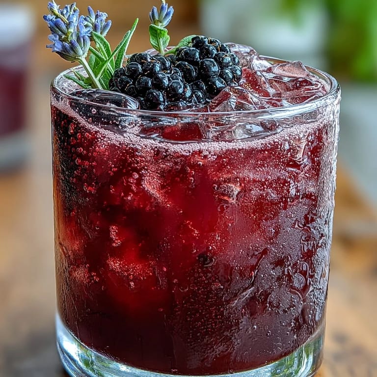 Sparkling Blackberry Lavender Lemonade Fizz, a garden party drink bursting with floral notes.