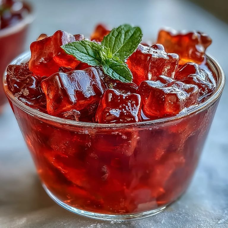 Refreshing Gummy Bear Lemonade Jelly Cups topped with bright mint, perfect for summer.