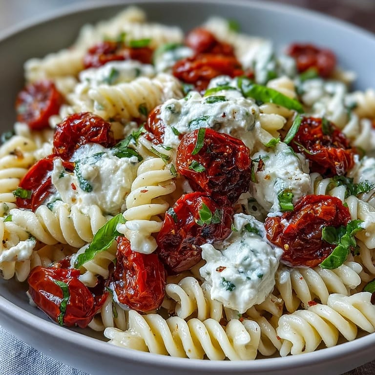 Vibrant Summer Caprese Pasta with luscious burrata, perfect for sunny picnics.