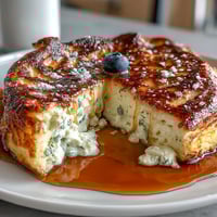 Fluffy lemon ricotta pancakes topped with fresh berries and a dusting of powdered sugar, perfect for a bright weekend brunch.