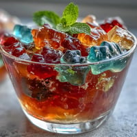 Viral Gummy Bear Lemonade Jelly Cups shimmering with vibrant colors, ready to chill.