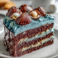 Cancer Zodiac Cake: Ocean Blue, shimmering edible shells topping moist vanilla cake.